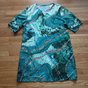 Chic Shift Aqua Dress